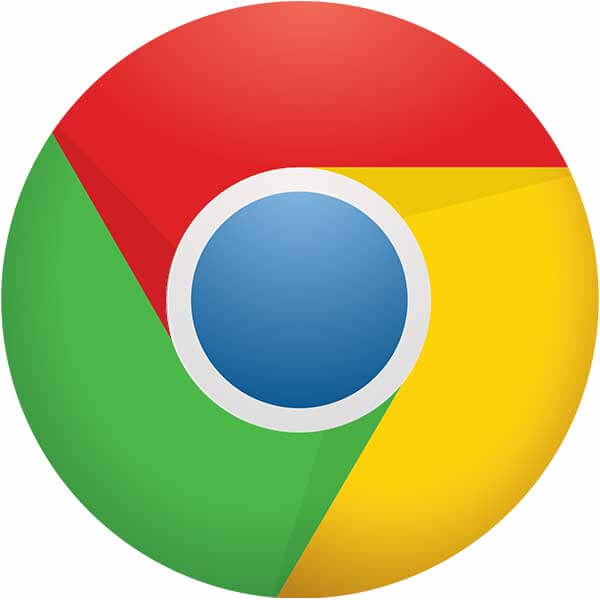 Google Chrome brand logo circle atop a large blank canvas without shades.